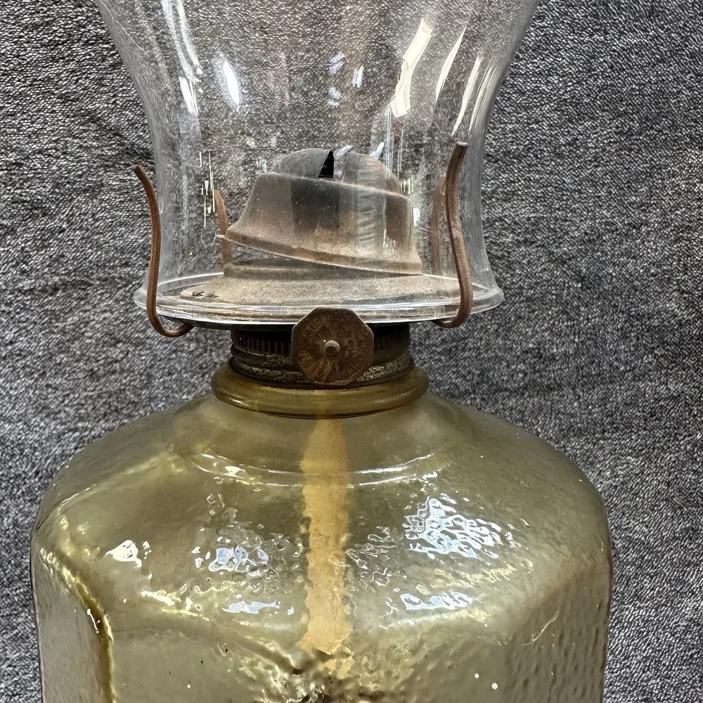 VTG Bartlett Collins Amber Glass Kerosene Oil Lamp Hurricane Chimney 18